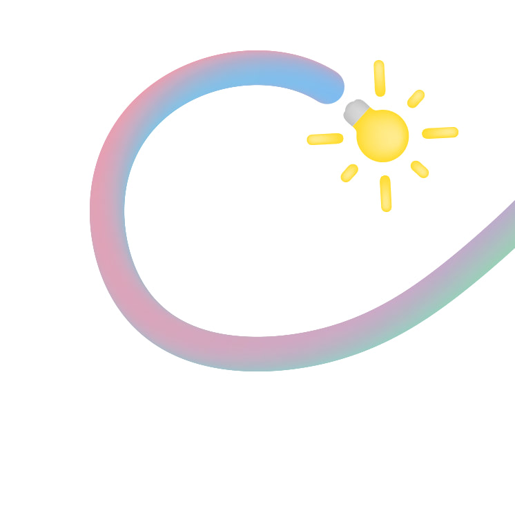 Sonne umhüllt von blau-lila Schrift