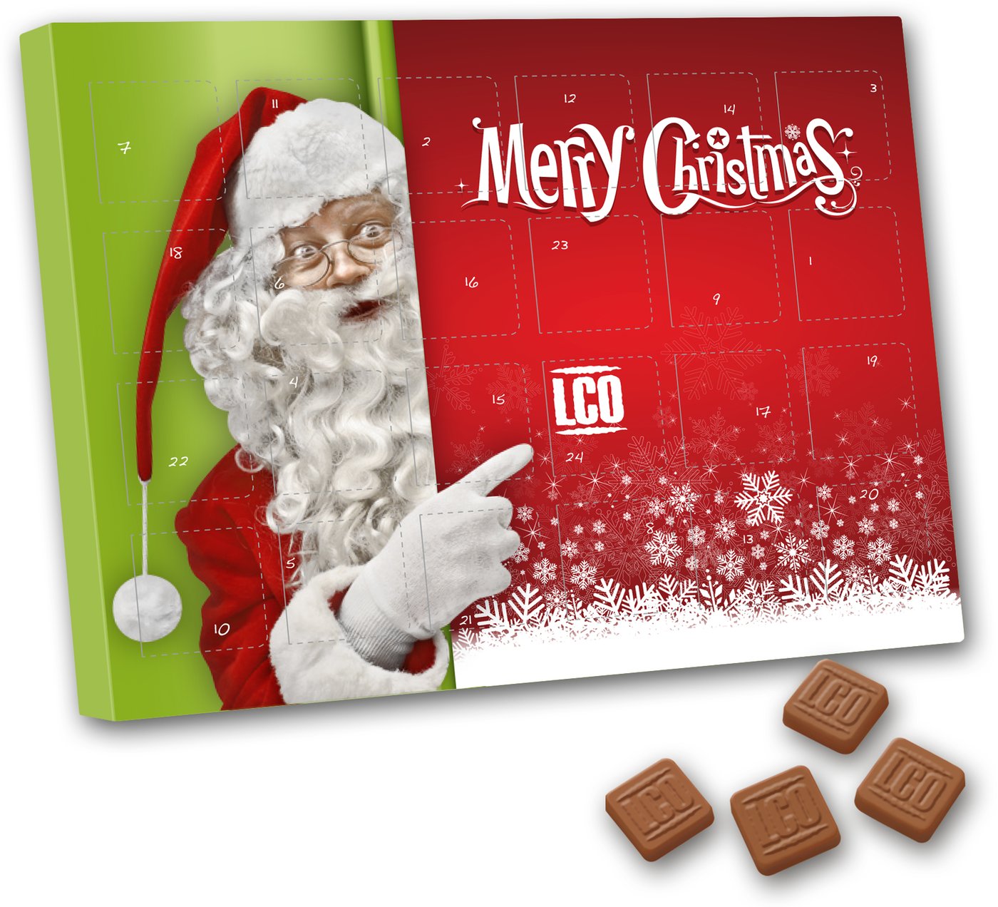Adventskalender Großbriefformat Schoko-Sonderform