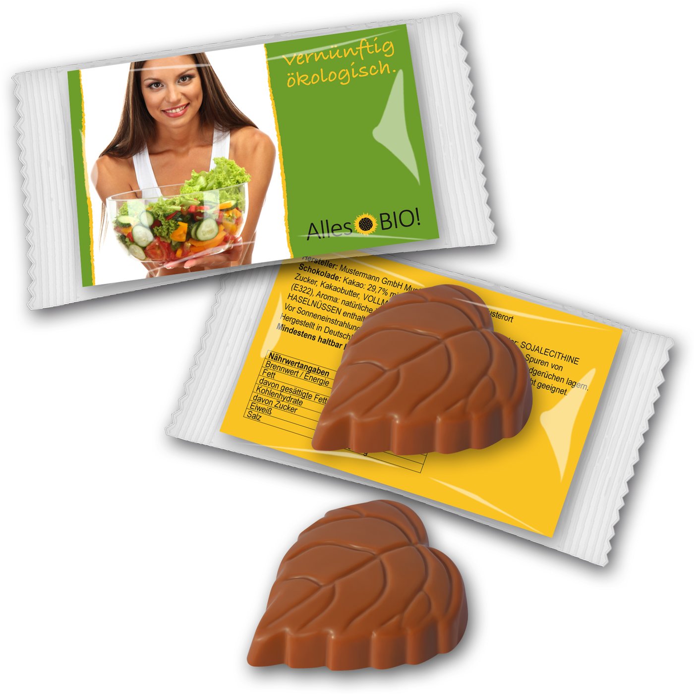 Schokoladenblatt mit Logo