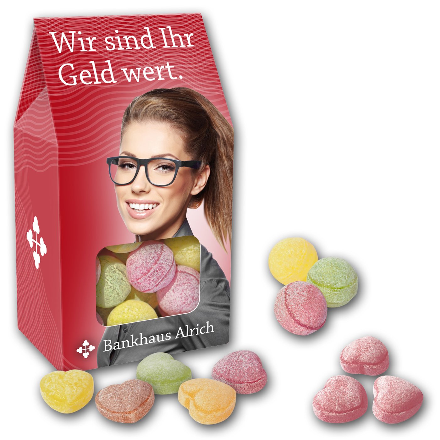 Bonbons in Sichtfensterkarton