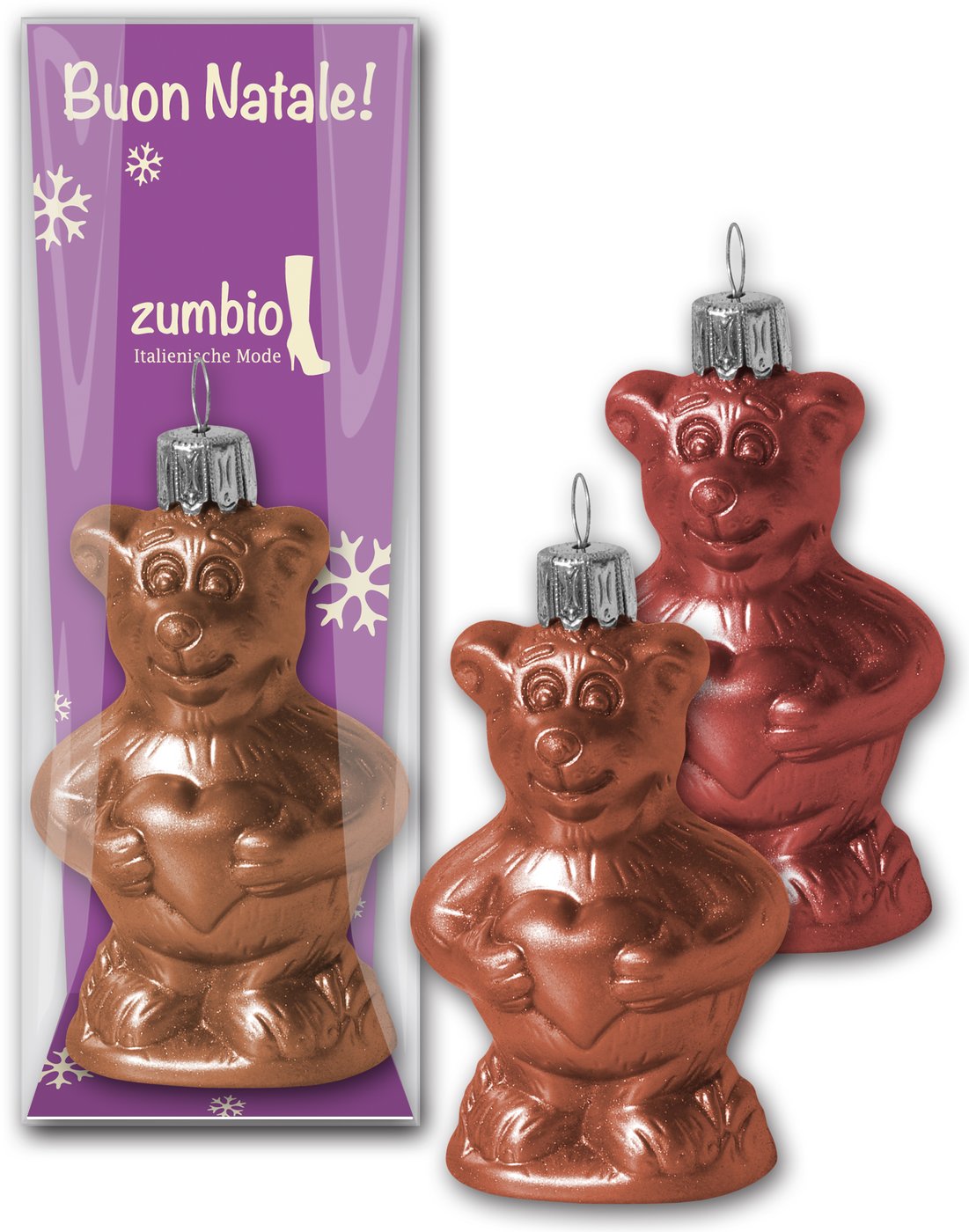Schoko - Christbaumkugel Bär mit Herz