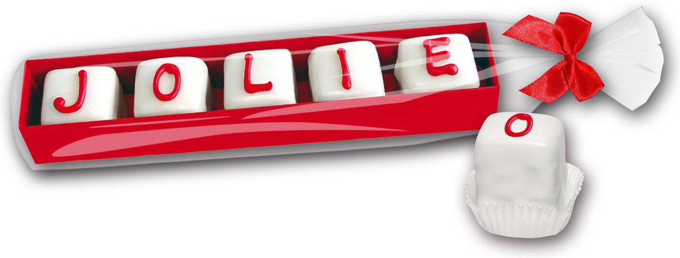 Petit fours mit Schrift 5er Stange