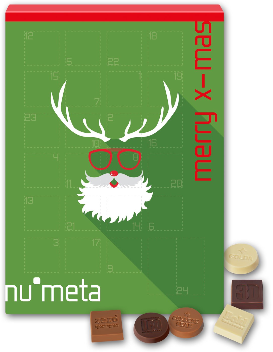 Adventskalender mit geprägter Schokolade