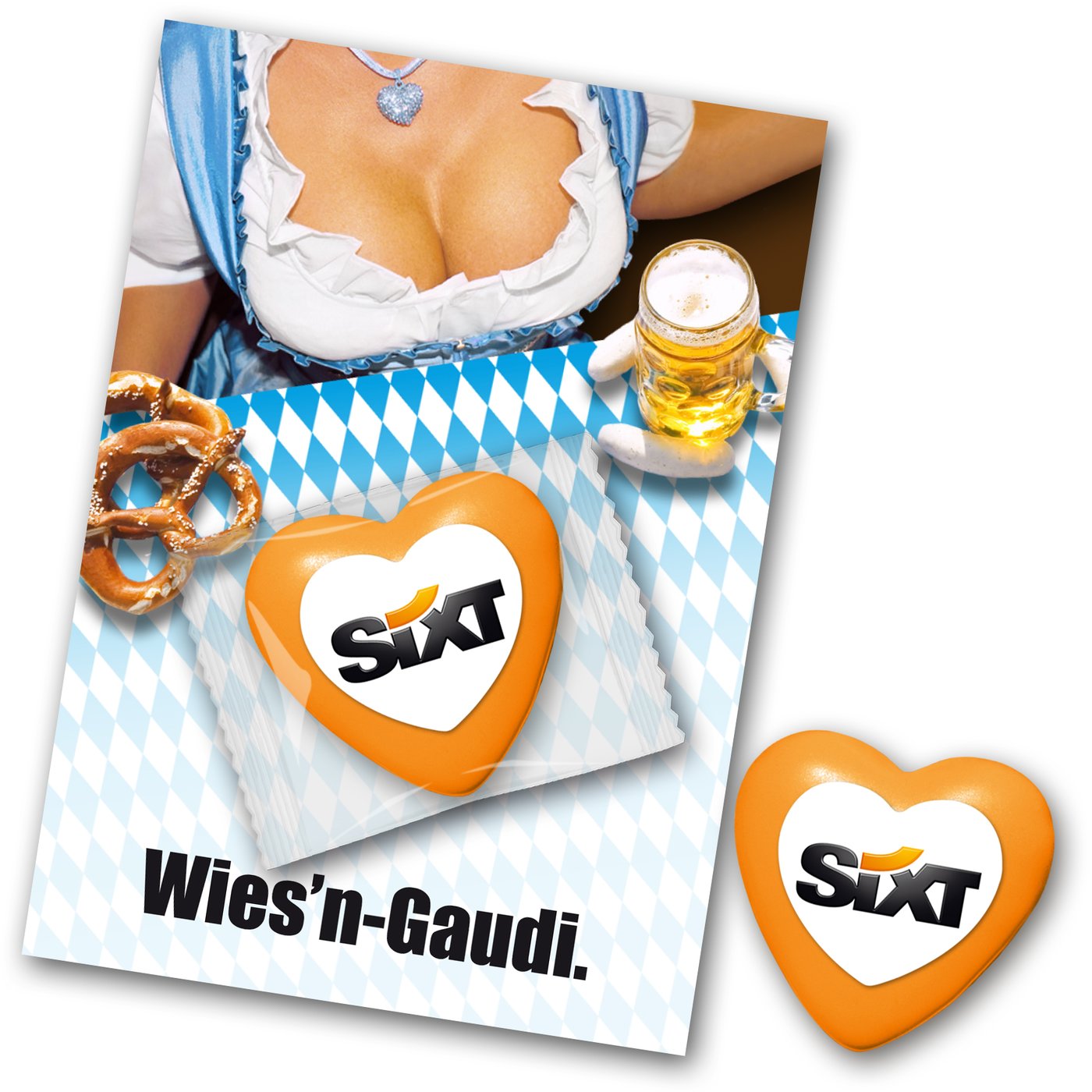 Lebkuchenherzcard mit Marzipanlogo