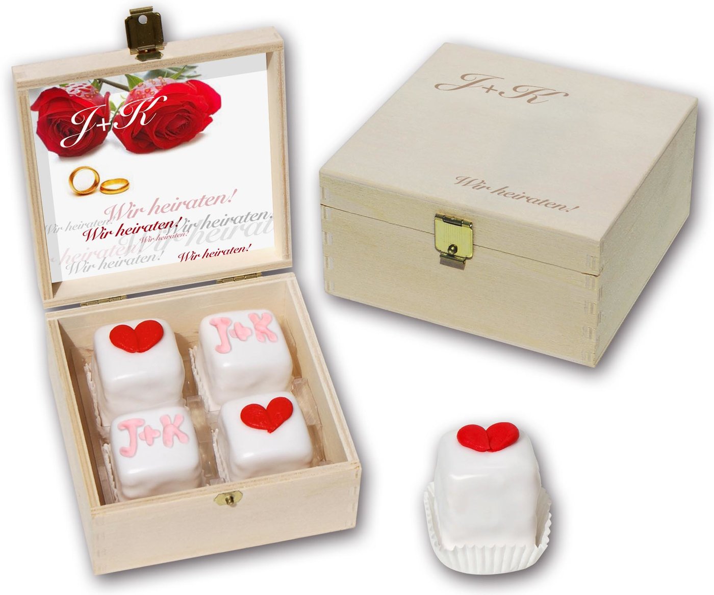 4er Petit fours mit Schrift