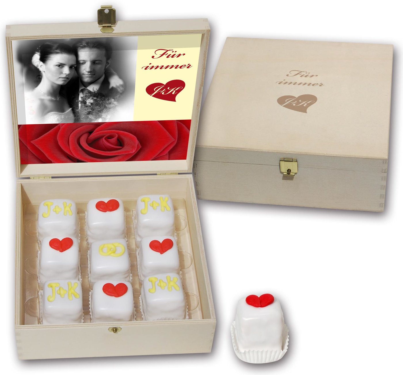 9er Petit fours mit Schrift