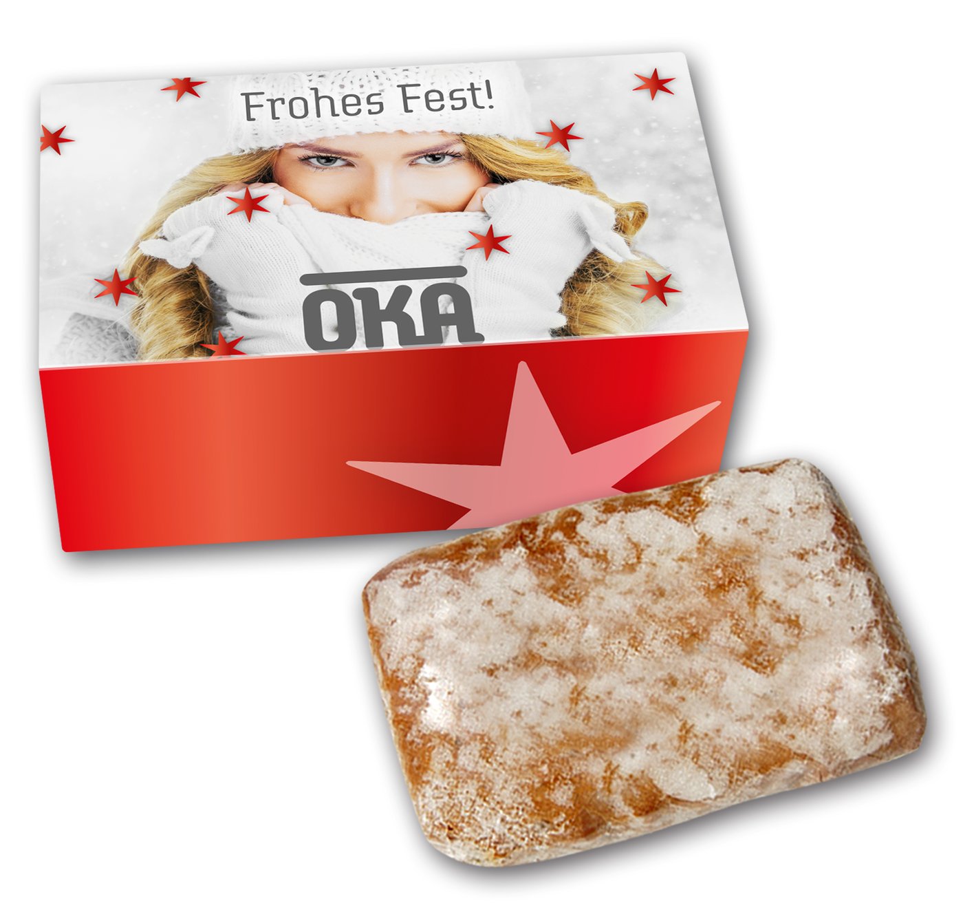 Lebkuchen - Schnitten in bedrucktem Karton