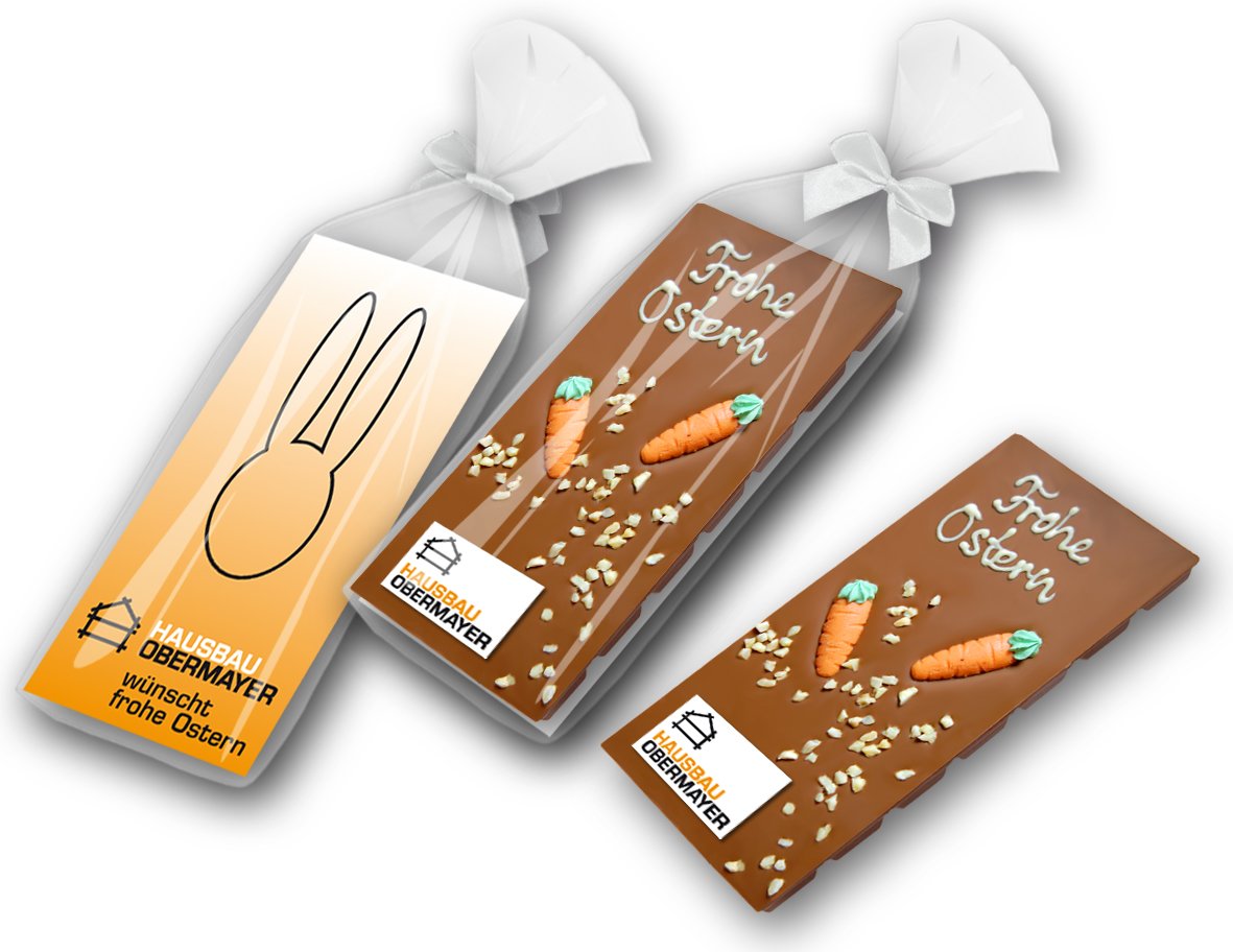 Kreativ Ostertafel auf Karte mit Logo und Schrift